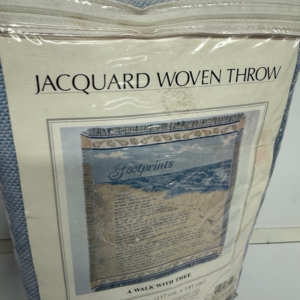 Jacquard‎ Woven Tapestry Throw Footprints A Walk With Thee 46"x57"